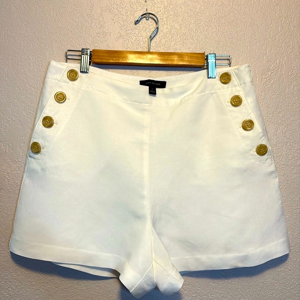 Ann Taylor linen rayon high waist shorts 12